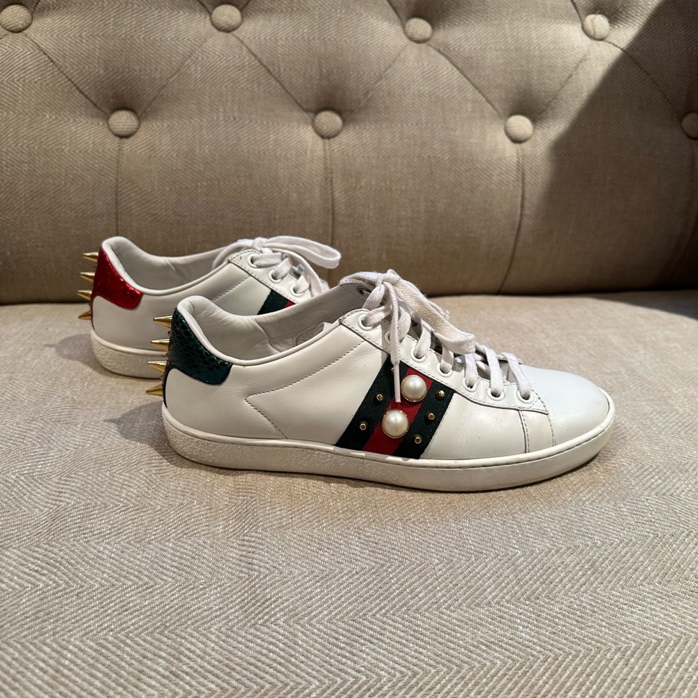 Gucci Ace pearl and spike sneakers